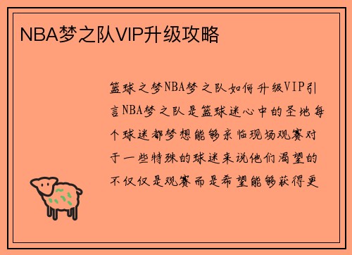 NBA梦之队VIP升级攻略