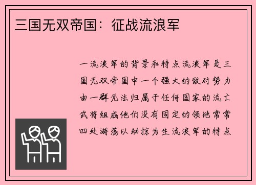 三国无双帝国：征战流浪军